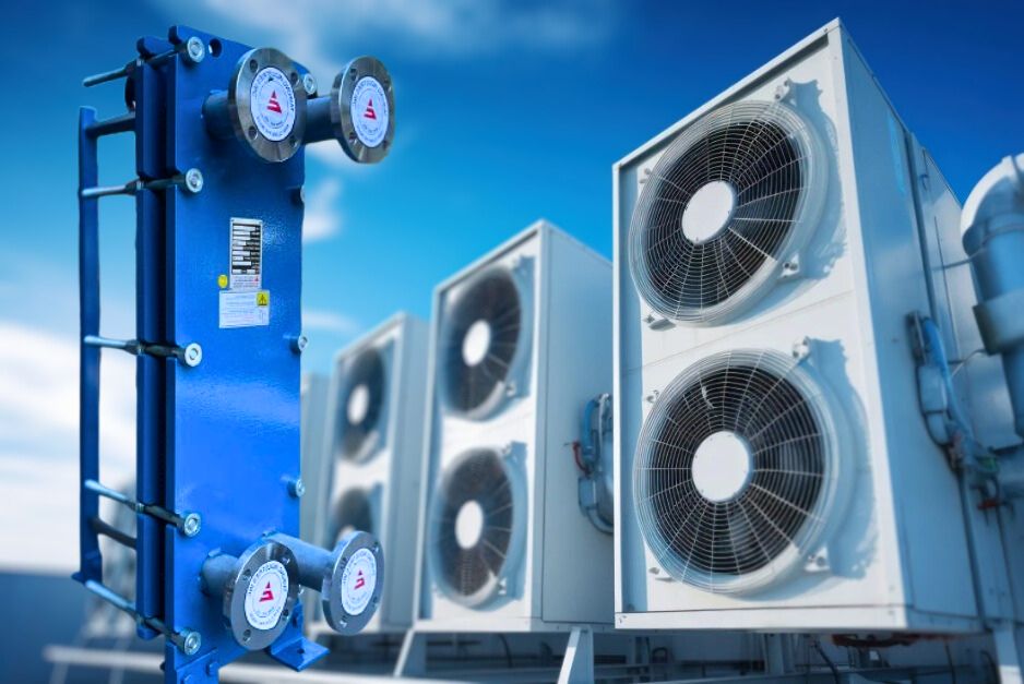 thiết bị trao đổi nhiệt dành cho hệ thống HVAC bộ trao đổi nhiệt tấm cho hệ thống sưởi, điều hoà của toà nhà